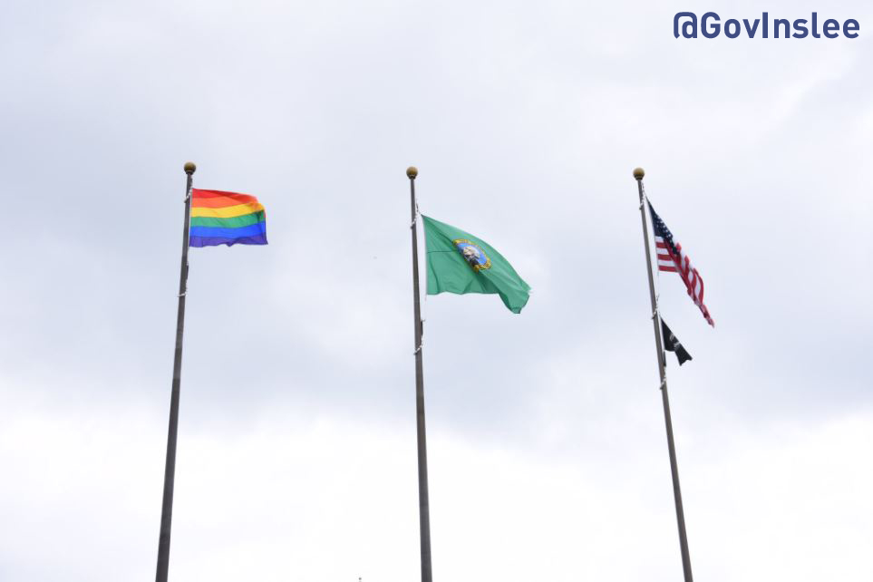Pride flag raised over Washington State Capitol